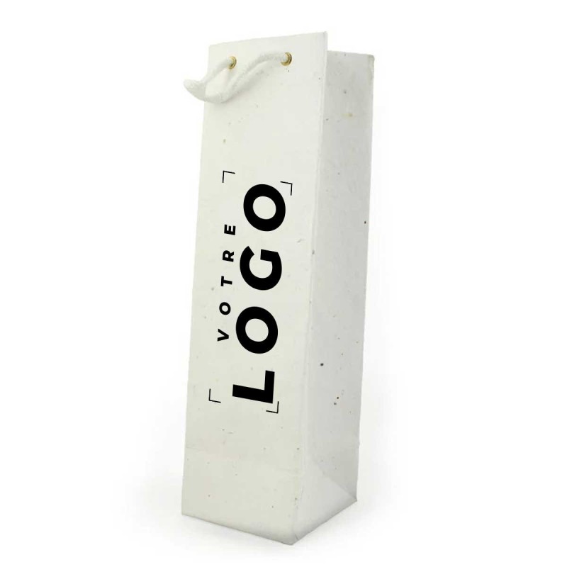 Sac Bouteille Papier à Graines avec Cordelette | Goodie écologique