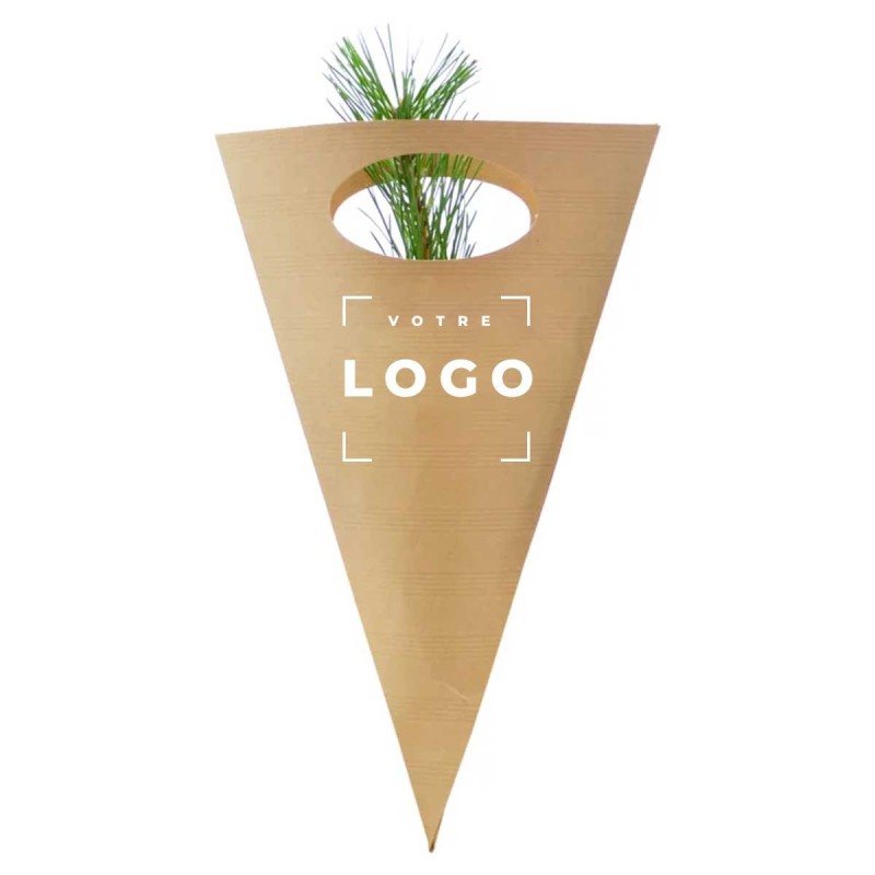 Cornet Kraft ou Blanc avec Plant d’Arbre – Cadeau Écoresponsable