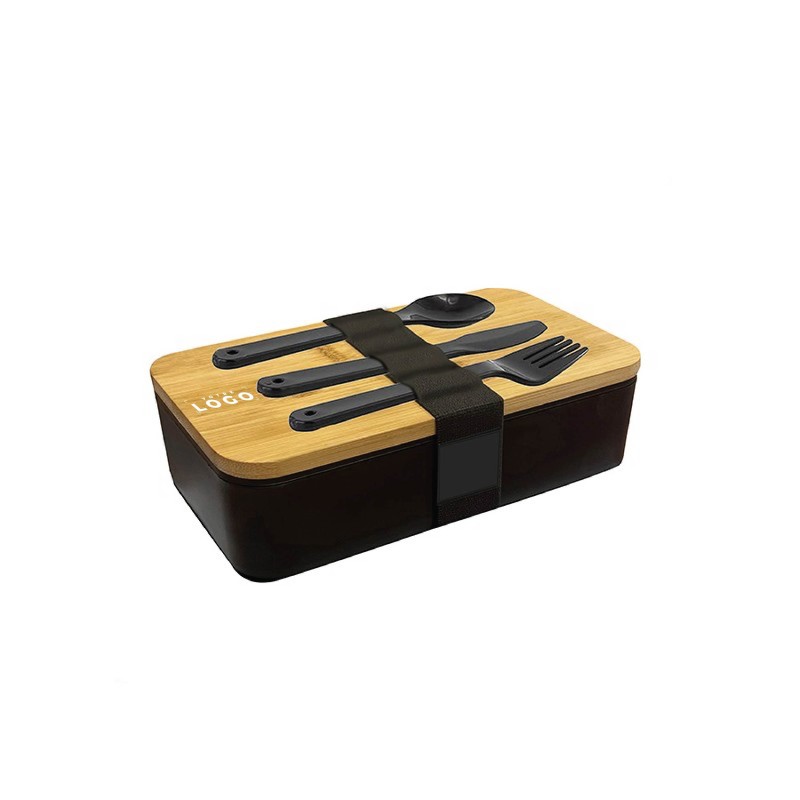 Lunchbox en PP avec couvercle bambou – Personnalisable