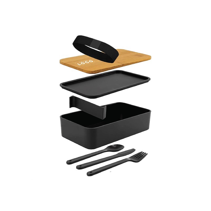 Lunchbox en PP avec couvercle bambou – Personnalisable