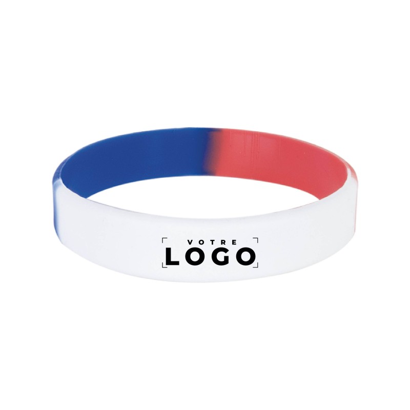 Bracelet silicone tricolore personnalisé – Goodie promotionnel