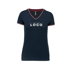 Tee-shirt col V femme tricolore – Goodies textile entreprise