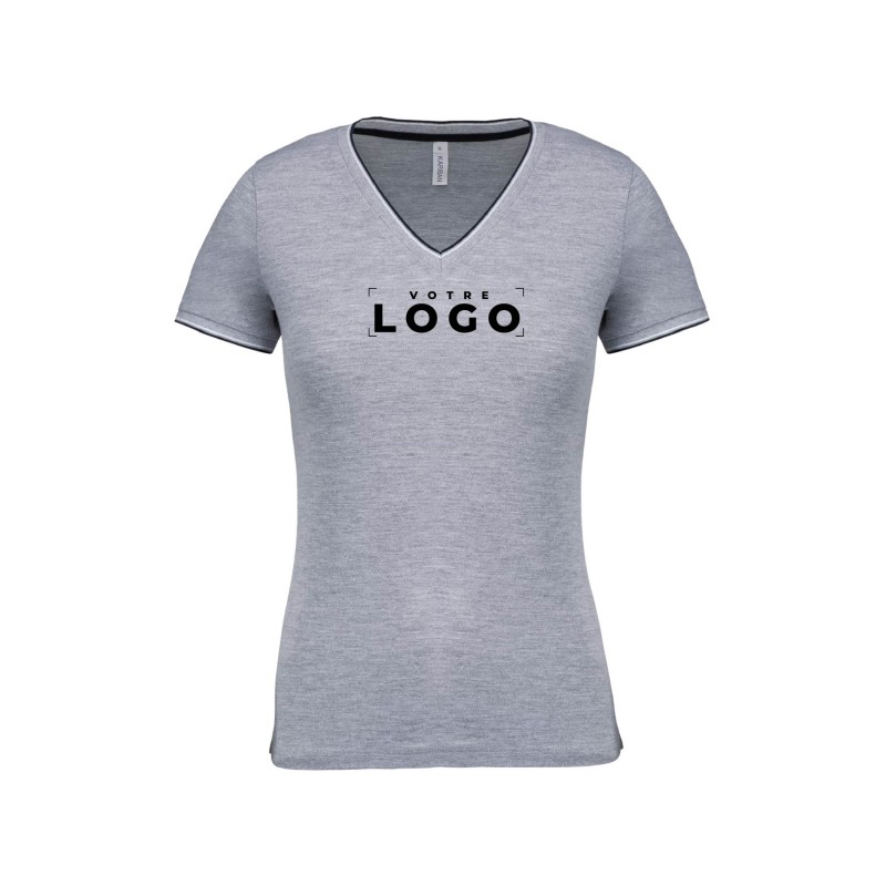 Tee-shirt col V femme tricolore – Goodies textile entreprise