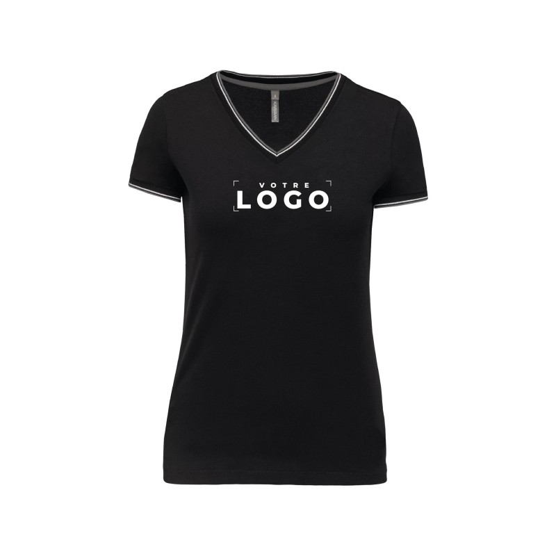 Tee-shirt col V femme tricolore – Goodies textile entreprise
